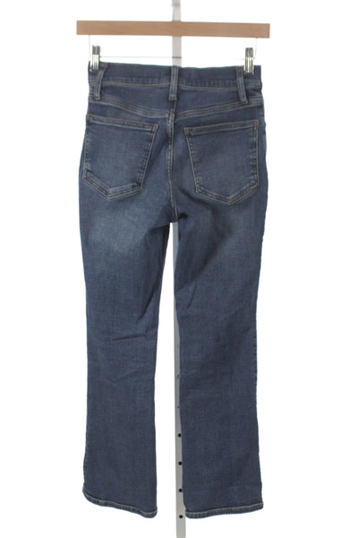 Madewell Women Cropped Mid Rise Blue Cotton Jeans Button Size 24