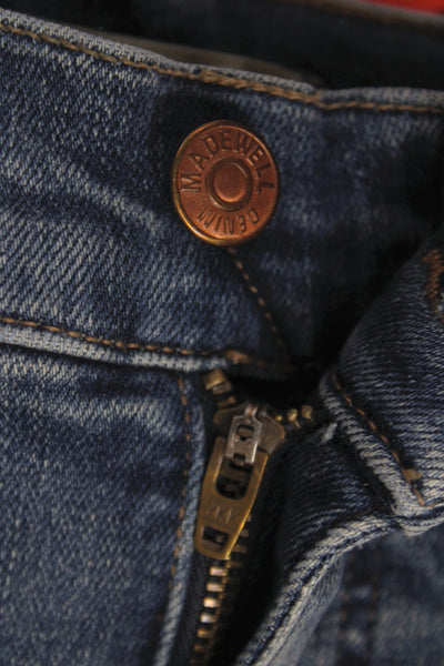 Madewell Women Cropped Mid Rise Blue Cotton Jeans Button Size 24