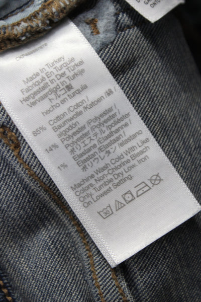 Madewell Women Cropped Mid Rise Blue Cotton Jeans Button Size 24