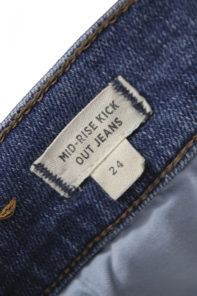 Madewell Women Cropped Mid Rise Blue Cotton Jeans Button Size 24