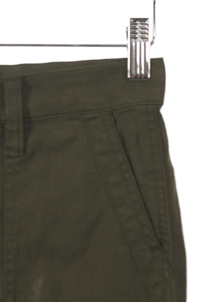 J Crew Womens Chino Pants Green Button 70% Cotton Size 24
