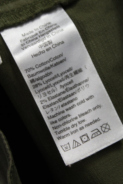 J Crew Womens Chino Pants Green Button 70% Cotton Size 24