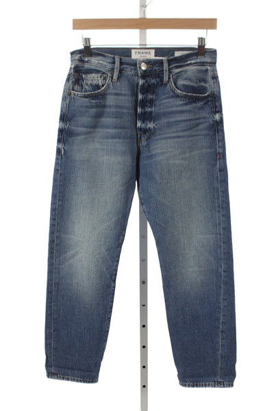 Frame Denim Womens Straight Jeans Blue Mid Rise Button 25in 100% Cotton Size 24