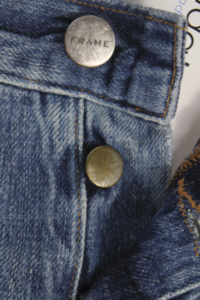 Frame Denim Womens Straight Jeans Blue Mid Rise Button 25in 100% Cotton Size 24