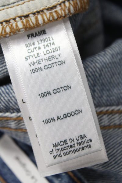 Frame Denim Womens Straight Jeans Blue Mid Rise Button 25in 100% Cotton Size 24