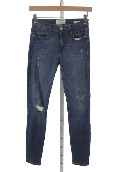 Frame Denim Women Skinny Blue Jeans Mid Rise 28 Inseam Size 25