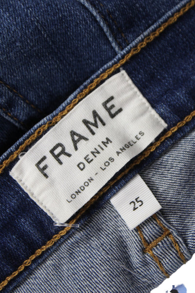 Frame Denim Women Skinny Blue Jeans Mid Rise 28 Inseam Size 25