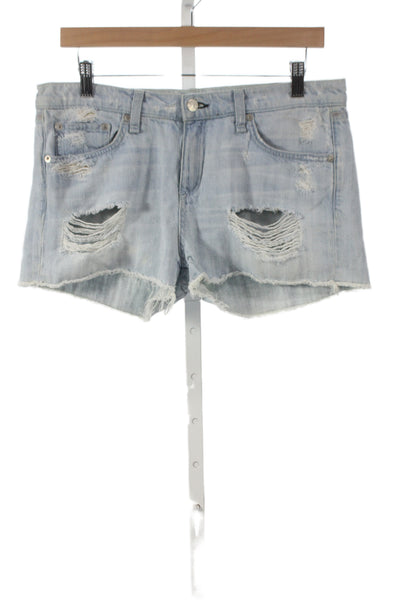 Rag & Bone Jean Womens Cut-Off Blue Cotton Distressed Shorts Size 28