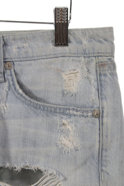 Rag & Bone Jean Womens Cut-Off Blue Cotton Distressed Shorts Size 28