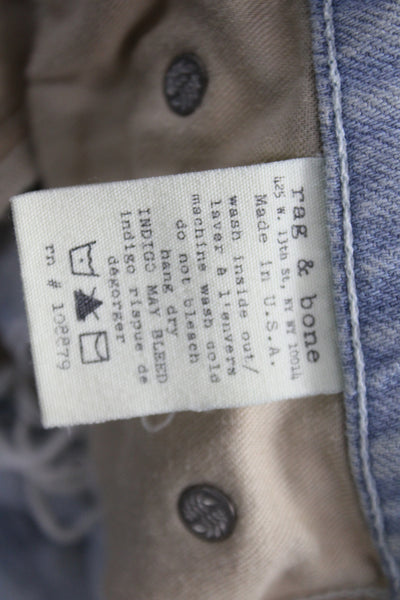 Rag & Bone Jean Womens Cut-Off Blue Cotton Distressed Shorts Size 28