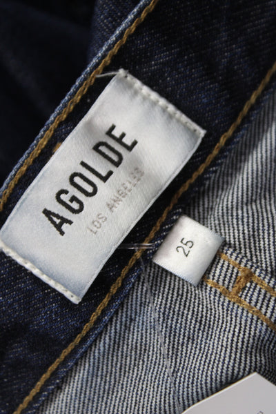 Agolde Womens Straight High Rise Blue Jeans Size 25