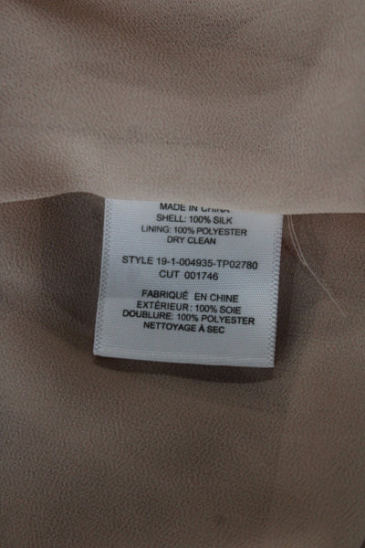 Joie Women Silk Floral V-Neck Long Sleeve Basic Blouse Beige Size S