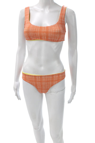 Solid & Striped Womens Orange Check 2 Piece Bikini Swimwear Beach Size S