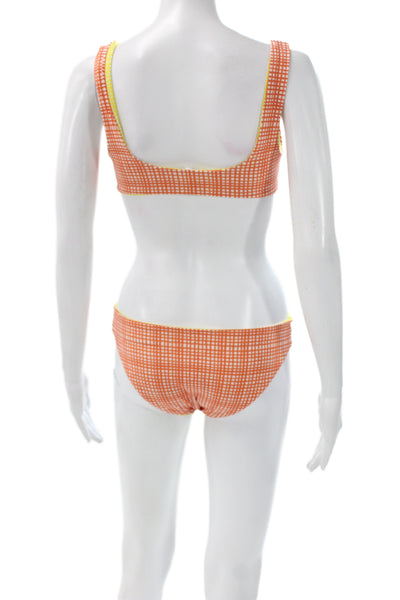 Solid & Striped Womens Orange Check 2 Piece Bikini Swimwear Beach Size S