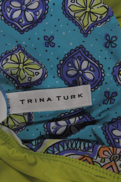 Trina Turk Womens Paisley Bohemian 2 Piece Bikini Blue Size 8