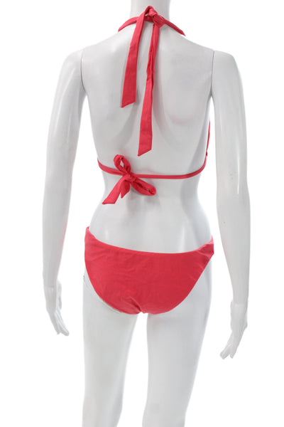 Eberjey Women 2 Piece Bikini Red Solid Nylon Beach Size L