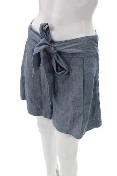 J Crew Womens Paperbag Waist Linen Shorts Blue Tie Size 6