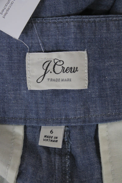 J Crew Womens Paperbag Waist Linen Shorts Blue Tie Size 6
