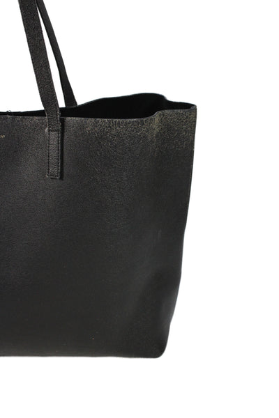 Saint Laurent Womens Leather Gold Tone Tote Shoulder Handbag Black