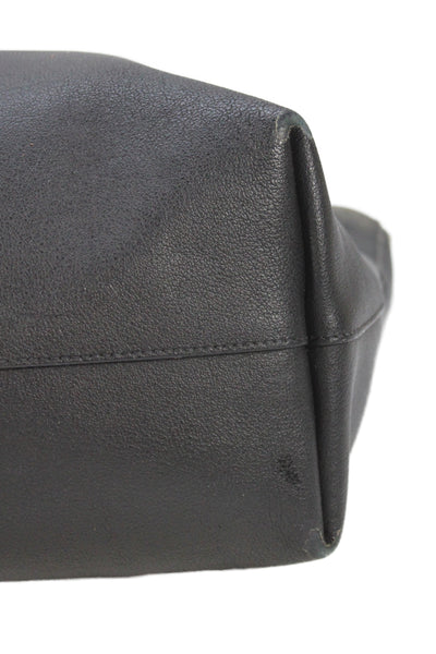 Saint Laurent Womens Leather Gold Tone Tote Shoulder Handbag Black