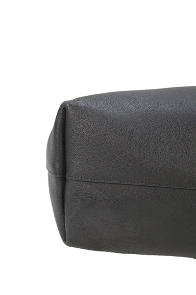 Saint Laurent Womens Leather Gold Tone Tote Shoulder Handbag Black
