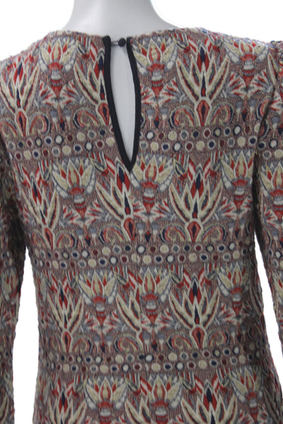 Zara Woman Women Multicolor Geometric Bohemian Tunic Blouse Long Sleeve Size S