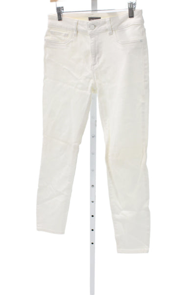 DL1961 Women Skinny White Cotton Mid Rise Jeans Button Size 29