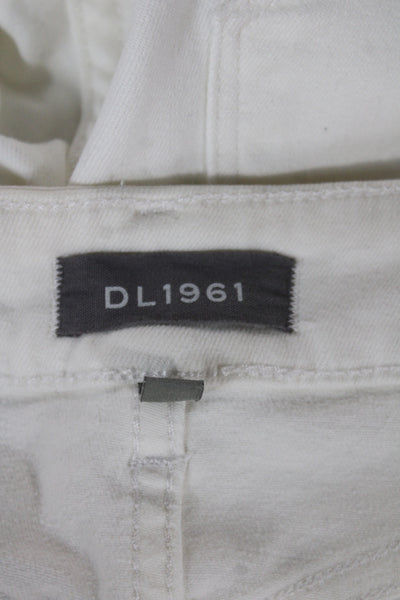 DL1961 Women Skinny White Cotton Mid Rise Jeans Button Size 29