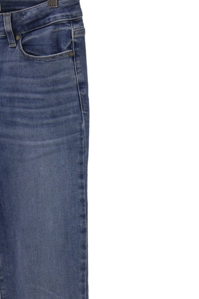 Paige Womens Bootcut Jeans Blue Cotton Blend Mid Rise Button Size 28