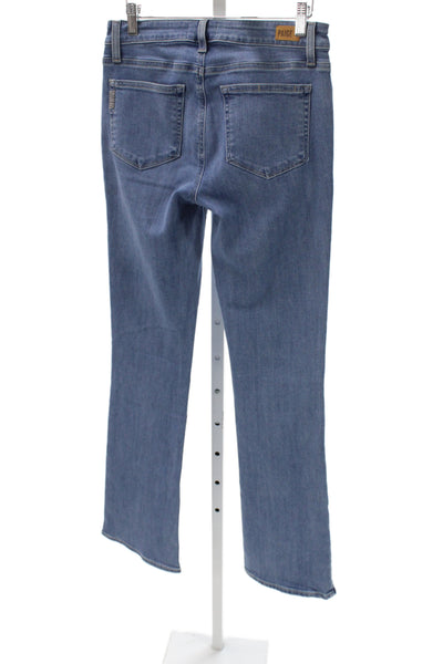 Paige Womens Bootcut Jeans Blue Cotton Blend Mid Rise Button Size 28