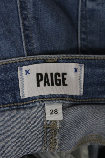 Paige Womens Bootcut Jeans Blue Cotton Blend Mid Rise Button Size 28