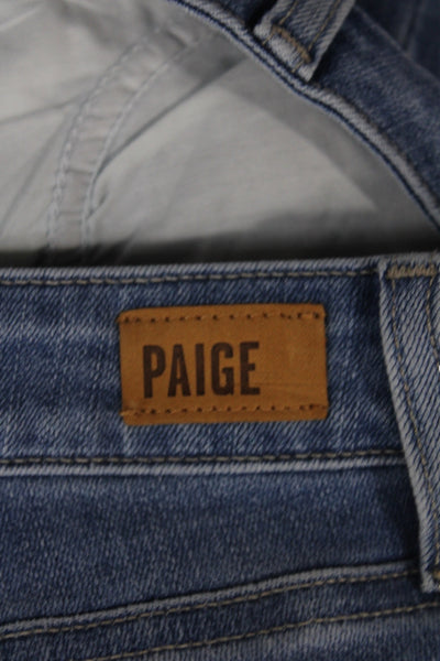 Paige Womens Bootcut Jeans Blue Cotton Blend Mid Rise Button Size 28