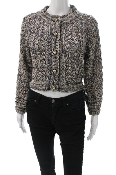 Ba&Sh Womens Black Metallic Knit Cardigan Sweater Long Sleeve Size 2