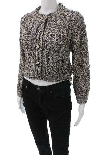 Ba&Sh Womens Black Metallic Knit Cardigan Sweater Long Sleeve Size 2