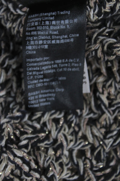 Ba&Sh Womens Black Metallic Knit Cardigan Sweater Long Sleeve Size 2