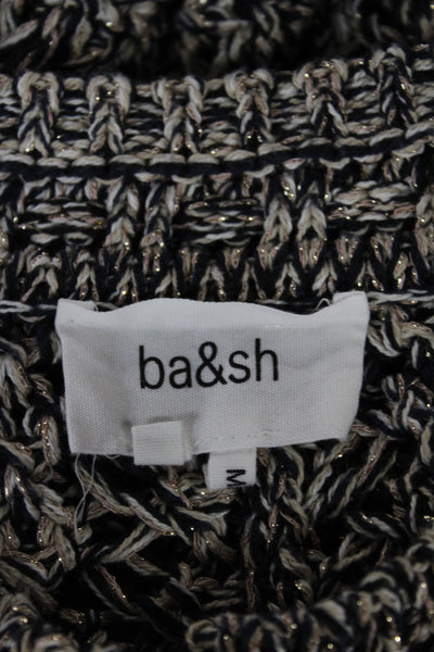 Ba&Sh Womens Black Metallic Knit Cardigan Sweater Long Sleeve Size 2