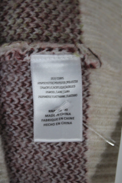 Bobeau Women Cardigan Ivory Floral Cherry Long Sleeve Round Neck Size PXS