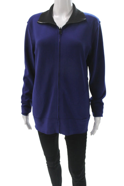 Norma Kamali Womens Track Jacket Blue Colorblock Zip Athleisure Size M