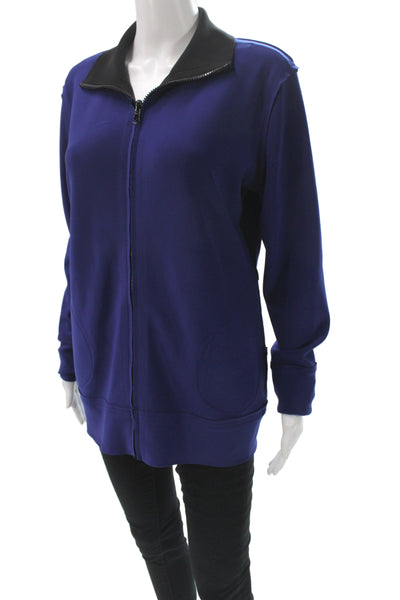 Norma Kamali Womens Track Jacket Blue Colorblock Zip Athleisure Size M