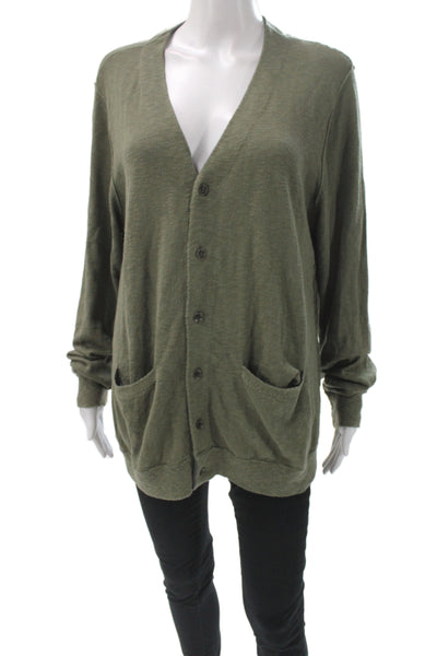 Rag & Bone Womens V Neck Green Cardigan Long Sleeve Size XL