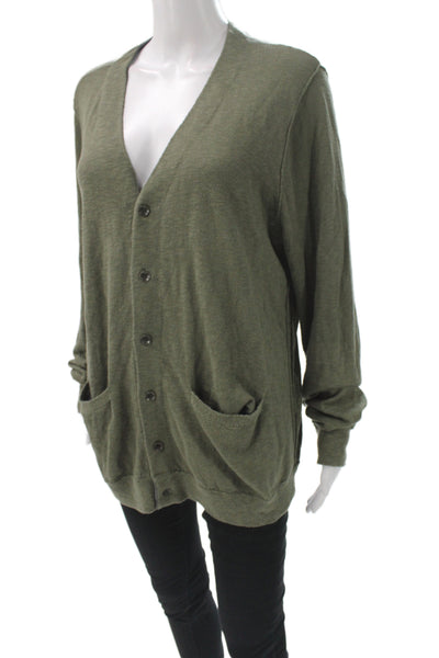 Rag & Bone Womens V Neck Green Cardigan Long Sleeve Size XL