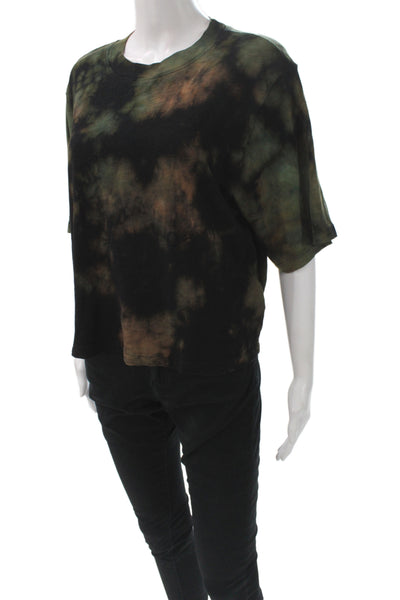 Cotton Citizen Women Black Cotton Tie Dye T-Shirt Crew Short Sleeve Size M