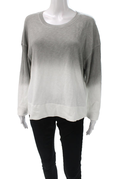 James Perse Women Pullover Sweatshirt Gray Crew Neck Long Sleeve Cotton Size 1