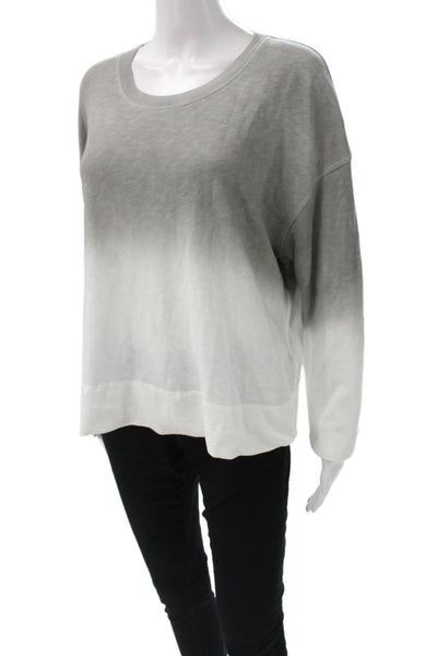 James Perse Women Pullover Sweatshirt Gray Crew Neck Long Sleeve Cotton Size 1
