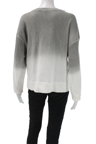 James Perse Women Pullover Sweatshirt Gray Crew Neck Long Sleeve Cotton Size 1