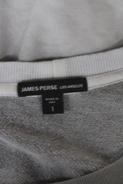 James Perse Women Pullover Sweatshirt Gray Crew Neck Long Sleeve Cotton Size 1