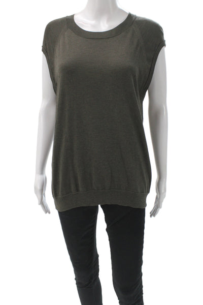 Theyskens Theory Womens Green Pullover Round Neck Short Sleeve Size M