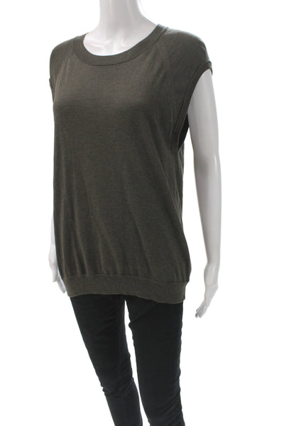 Theyskens Theory Womens Green Pullover Round Neck Short Sleeve Size M