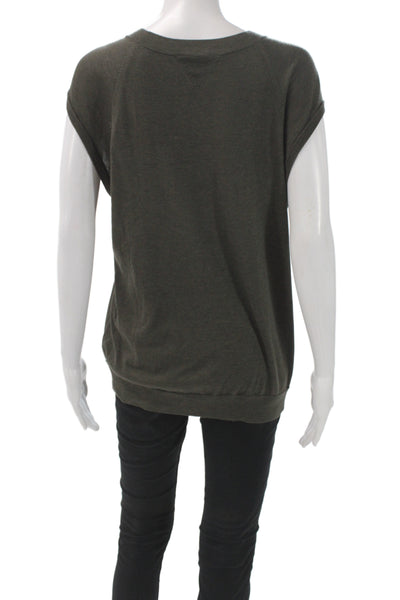 Theyskens Theory Womens Green Pullover Round Neck Short Sleeve Size M