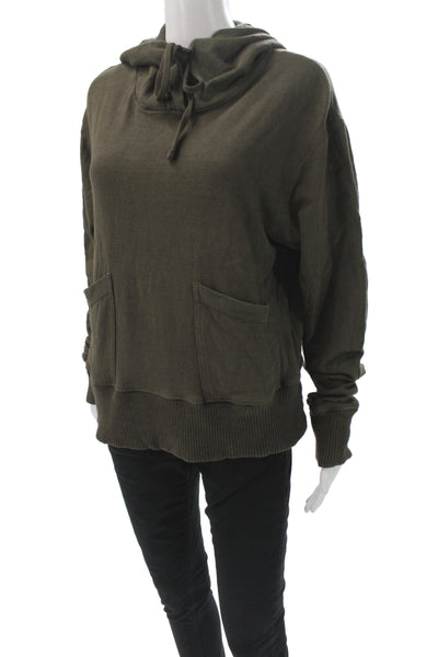 Standard James Perse Womens Green Cotton Cowl Neck Hoodie Long Sleeve Size 3
